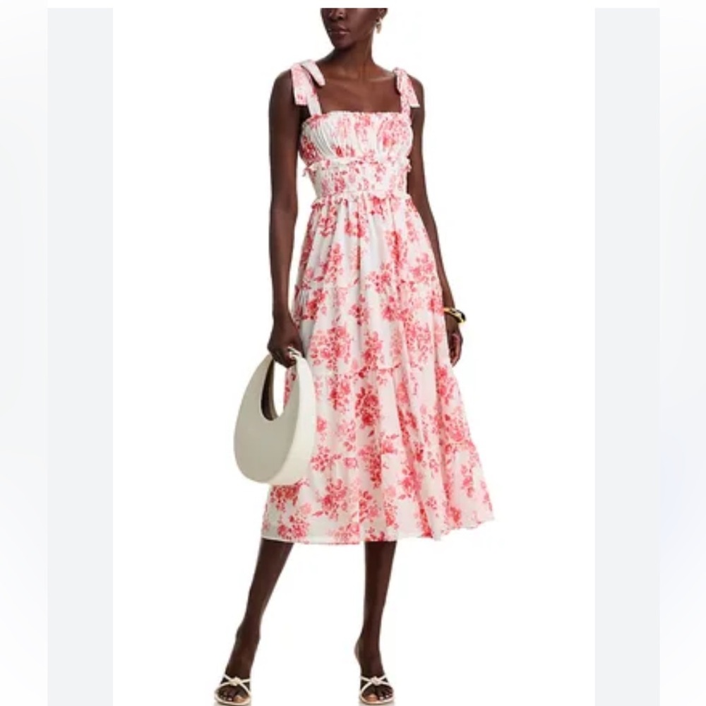 Aqua Floral Tie Strap MIDI Dress New with Tags XS